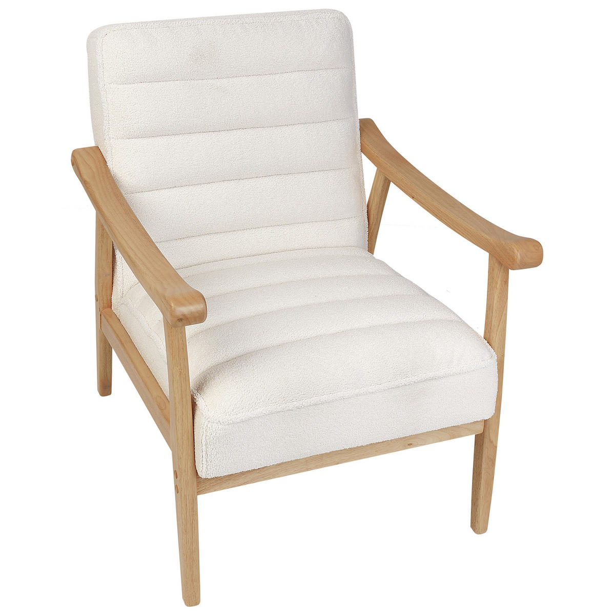 SESSEL Bouclé Cremeweiß Leknes - Hellbraun/Weiß, Textil (62/79/74cm) - Beliani