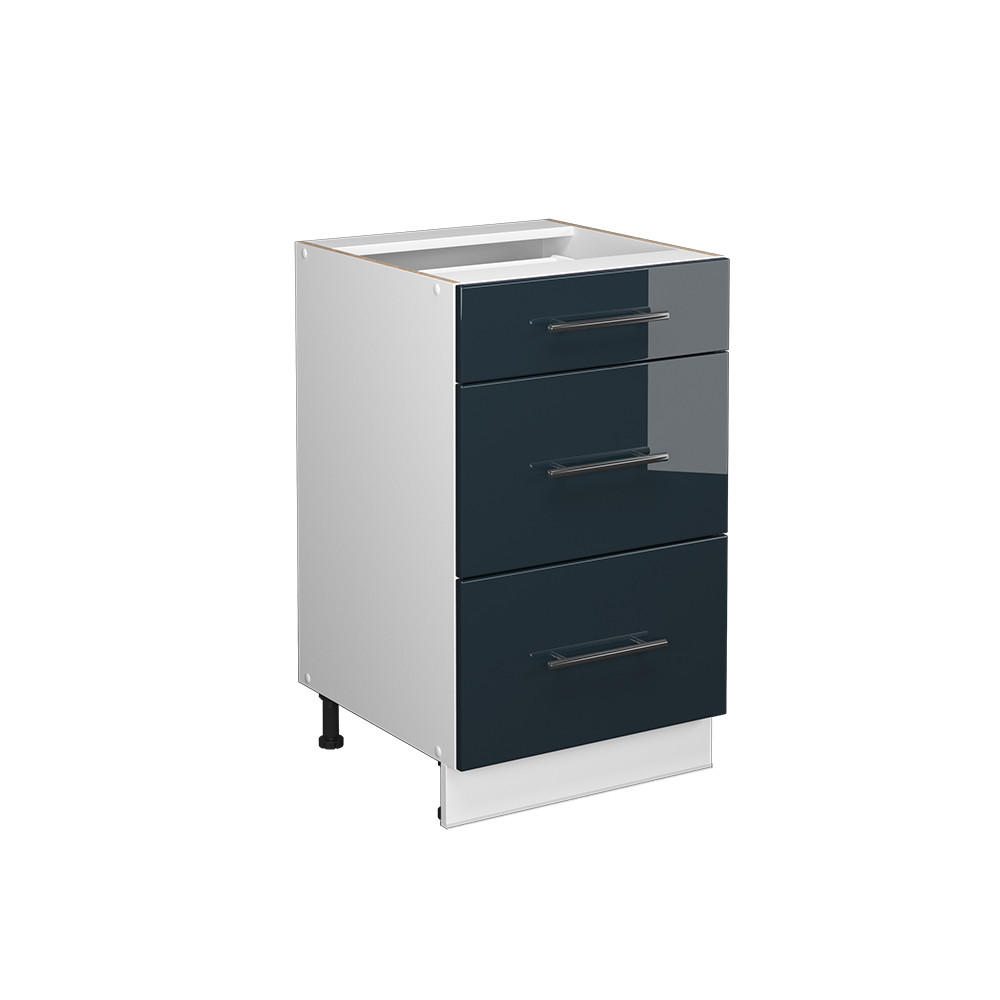 KÜCHENUNTERSCHRANK Fame-Line Dunkelblau Hochglanz 50 cm ohne AP - Weiß/Dunkelblau, Holzwerkstoff (50/82/51.6cm) - Vicco