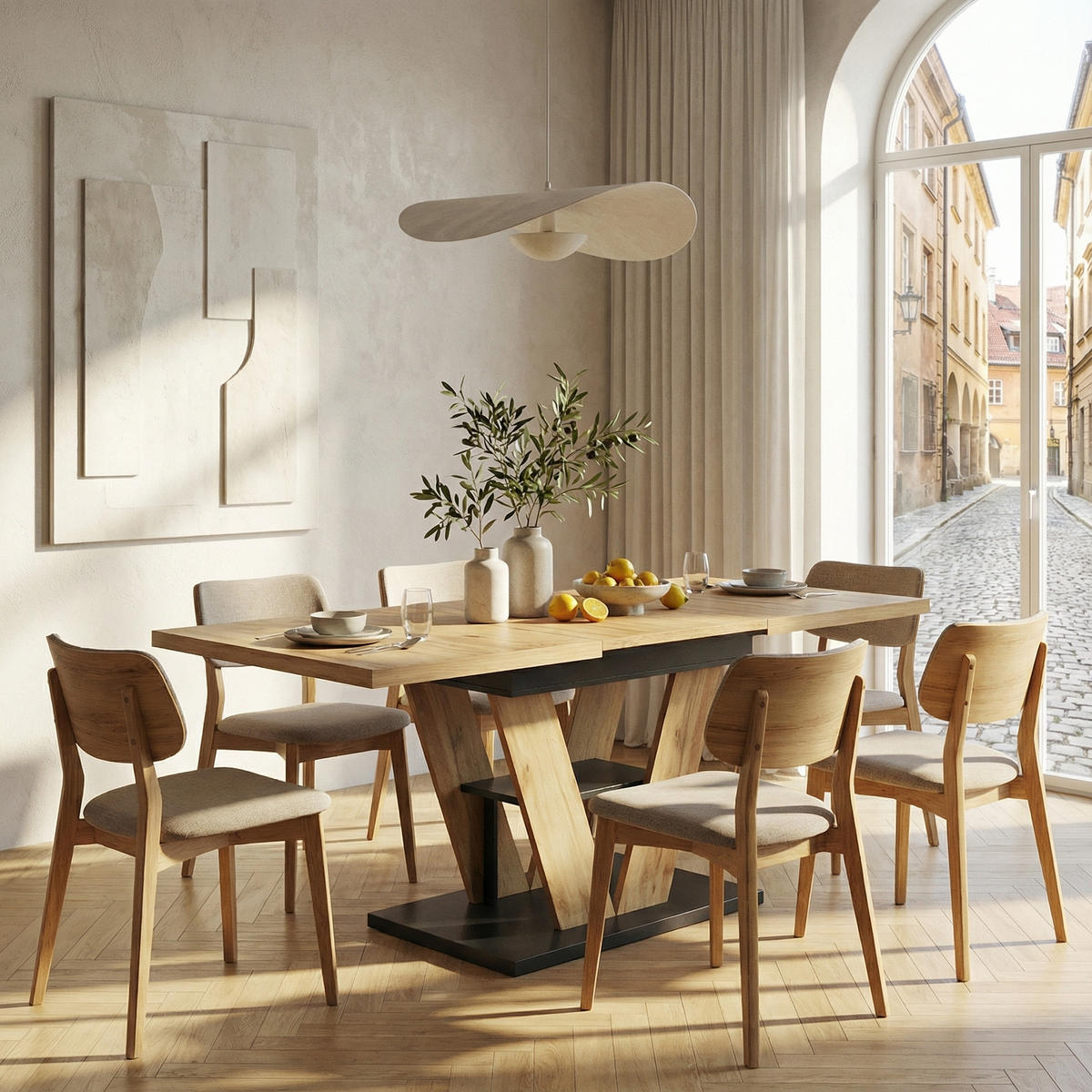 ESSTISCH Ausziehbar 110-140 cm Natural Wood mit verstecktem Staufach - Sonoma Eiche, Holzwerkstoff (80/110/75cm) - Urban Meuble