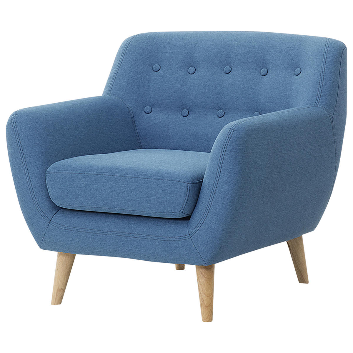SESSEL Polsterbezug blau Motala - Hellbraun/Blau, Textil (77/76/80cm) - Beliani