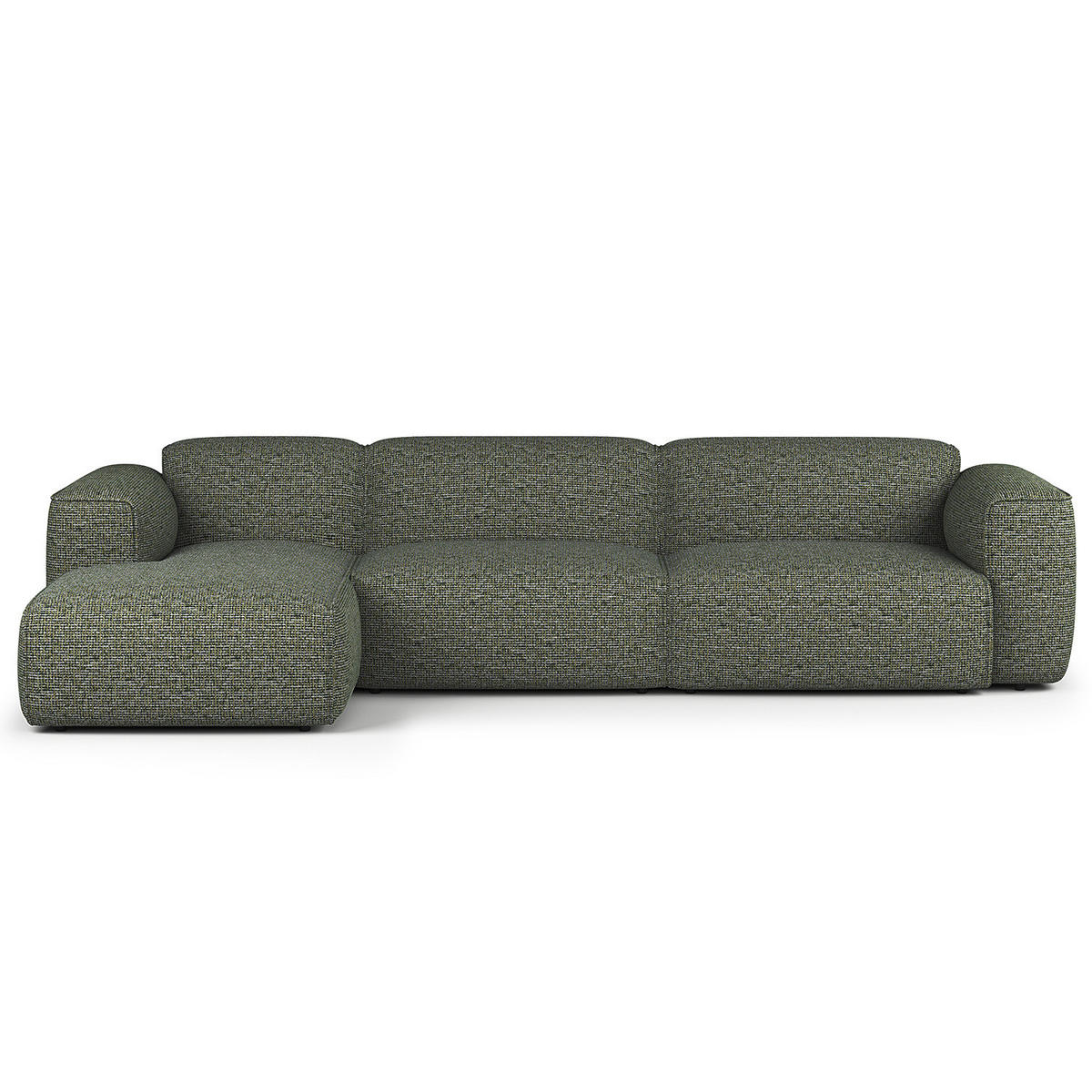 3-SITZER ECKSOFA mit Longchair - Schwarz/Grün, Kunststoff/Textil (317/173cm) - home24