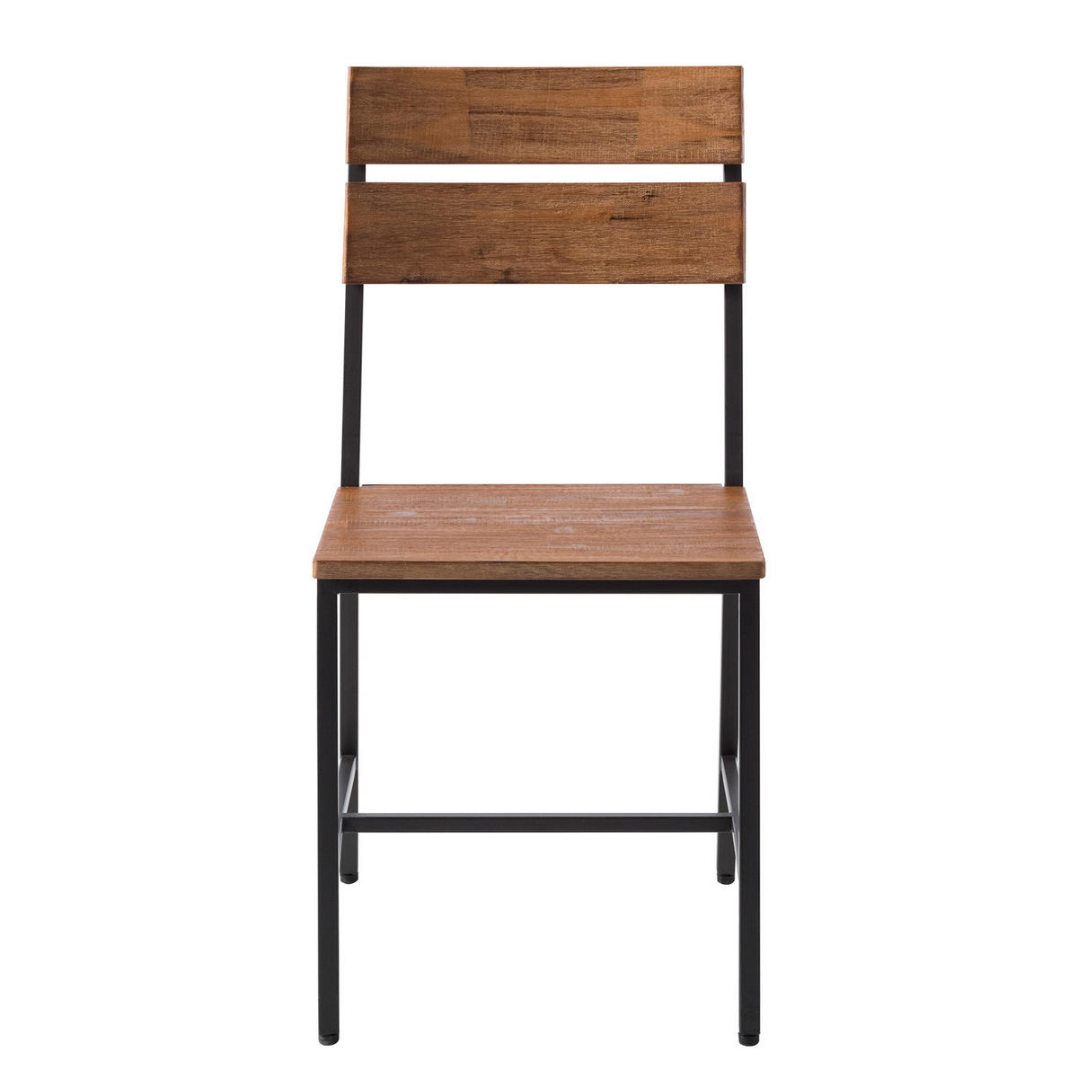 ESSZIMMERSTUHL - 2er-Set - Akazie massiv / Metall - Akazie - Schwarz - Braun, Holz/Metall (47/90/50cm) - home24