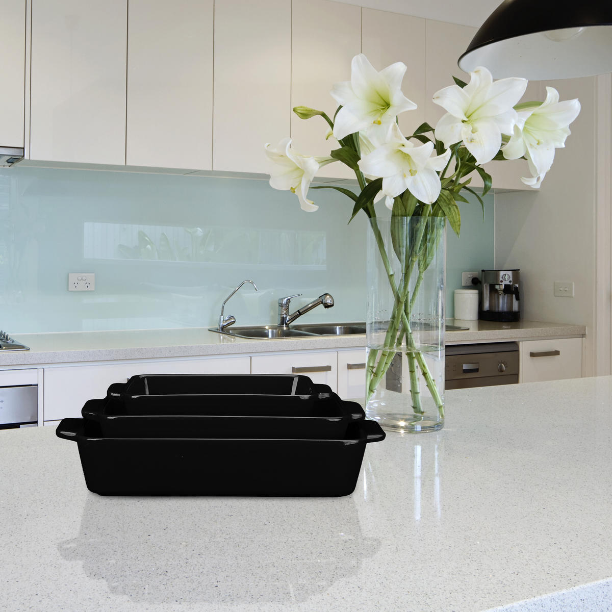 3-DIELNA súprava zapekacích foriem - čierna, keramika (20/33/6cm) - Relaxdays