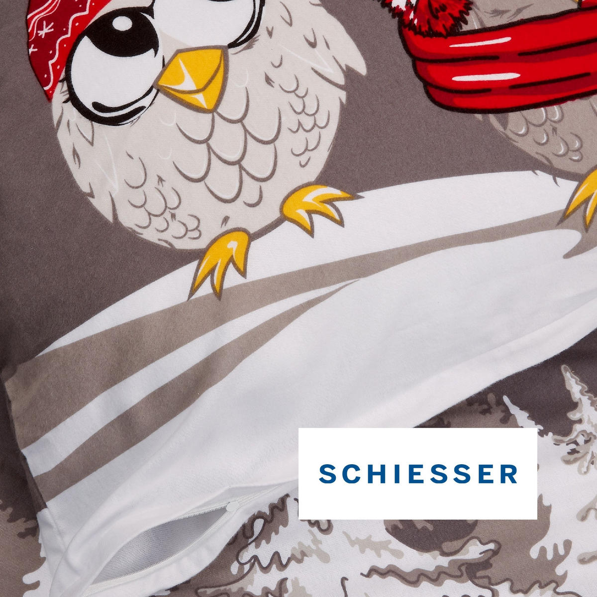 BETTWÄSCHESET Olsona - Feinbiber - 2-teilig - 135x200 cm - Grau - Grau, Textil (135/200cm) - SCHIESSER