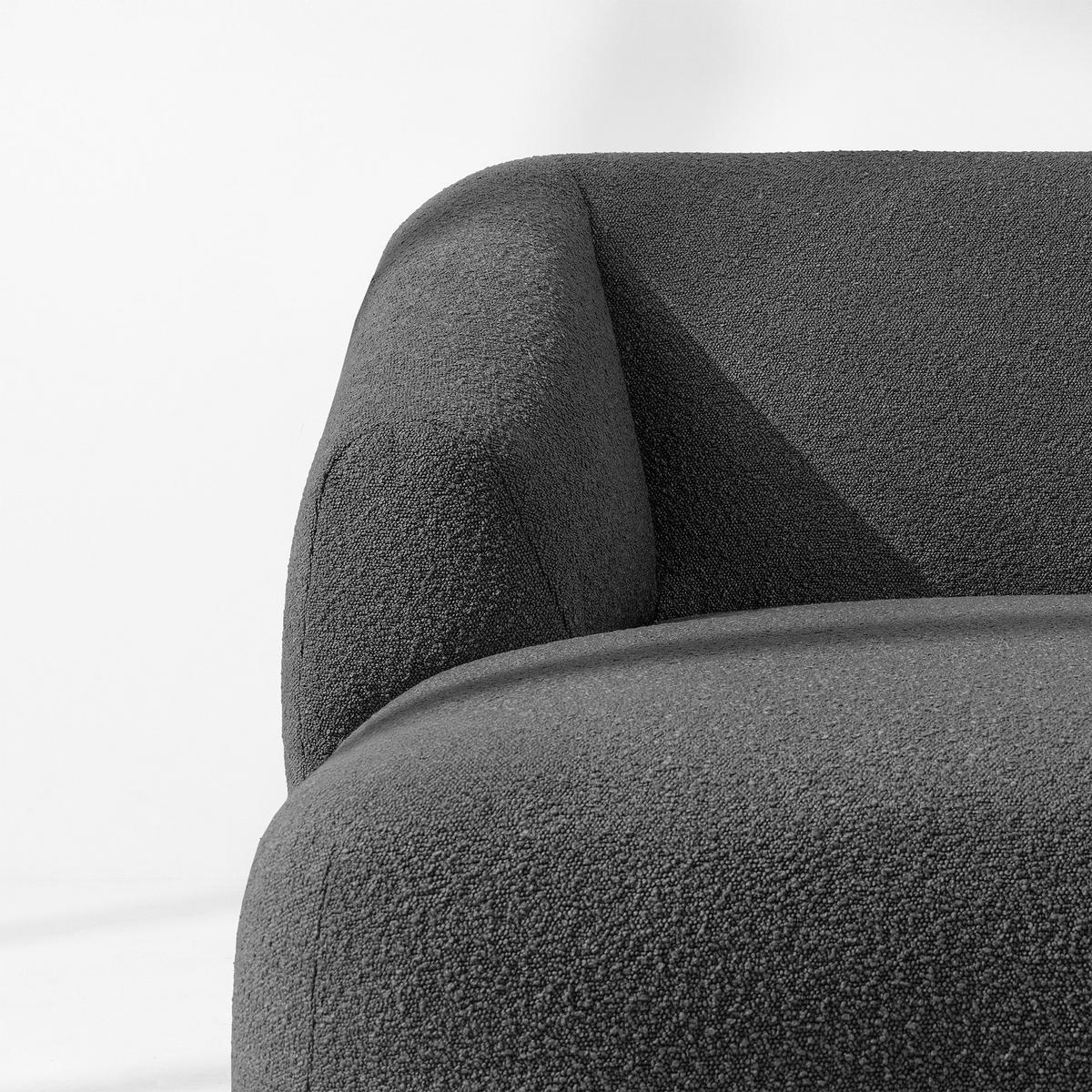 ECKSOFA LINKS VIRA, Dunkelgrau, Bouclé - Dunkelgrau/Schwarz, Holz/Holzwerkstoff (300/160cm) - KONSIMO®