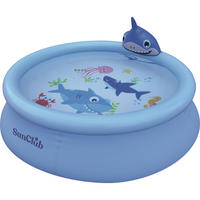 PLANSCHBECKEN Aufstellpool Pool rund 190 x 47 cm 3D wassersprühender Hai - Blau, Kunststoff (190/190/47cm) - Avenli