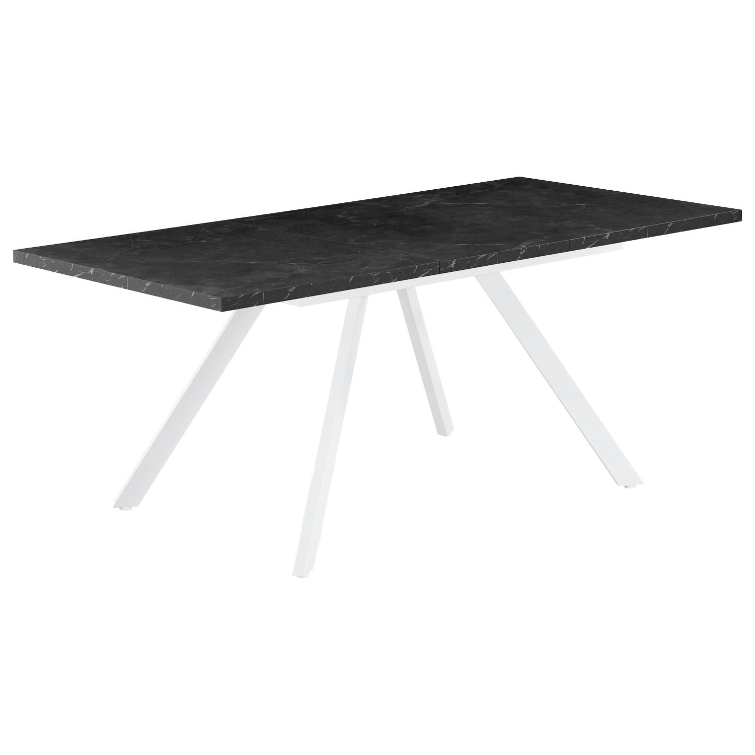 ESSTISCH SVEN 120-160/80/76 cm Marmor-Schwarz - Anthrazit/Weiß, Holzwerkstoff/Metall (80/120/76cm) - B&D Home