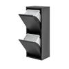 MÜLLEIMER 2 Fach Schwarz Mülltrennsystem aus Metall - Schwarz, Metall (33/92/25cm) - Gowoll