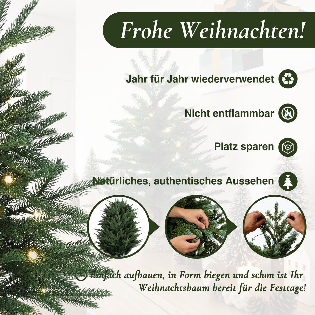MINI Weihnachtsbaum 68 cm mit LED & Jutebasis - Grün, Kunststoff (43/68cm) - Hometopia