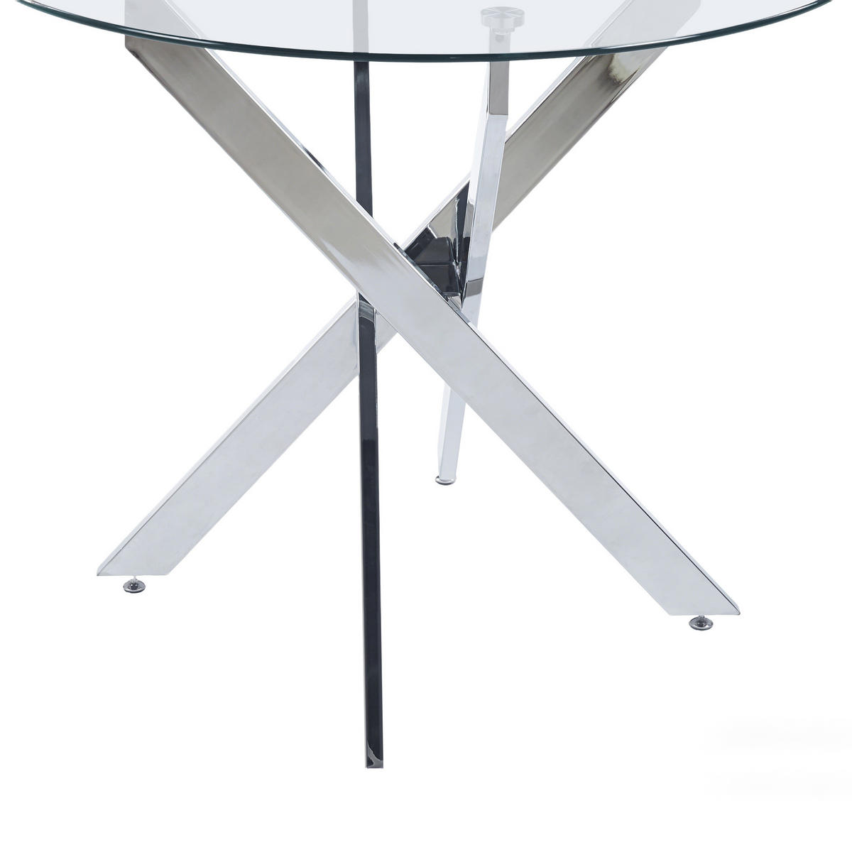 ESSTISCH 80/80/75 cm silber aus Glas und Metall mit pflegeleichter Tischplatte - Silberfarben, Metall (80/80/75cm) - OKWISH