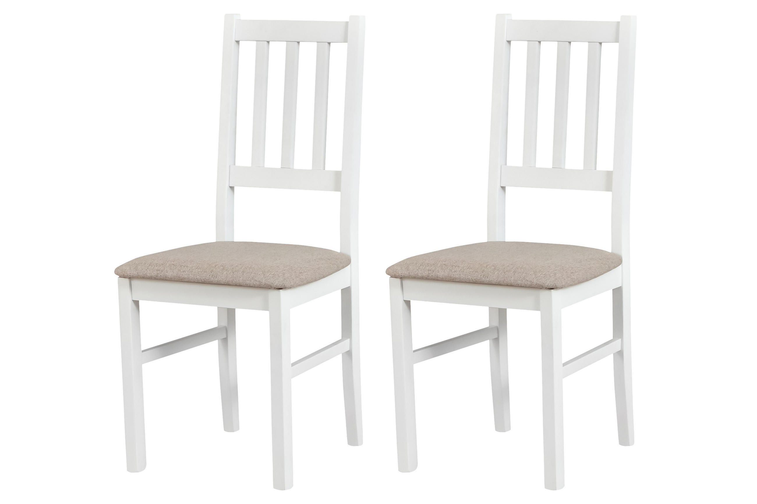 STUHL Bos 4 (2er Set) - Beige/Weiß, Holz (43/94/40cm) - Leaf Design