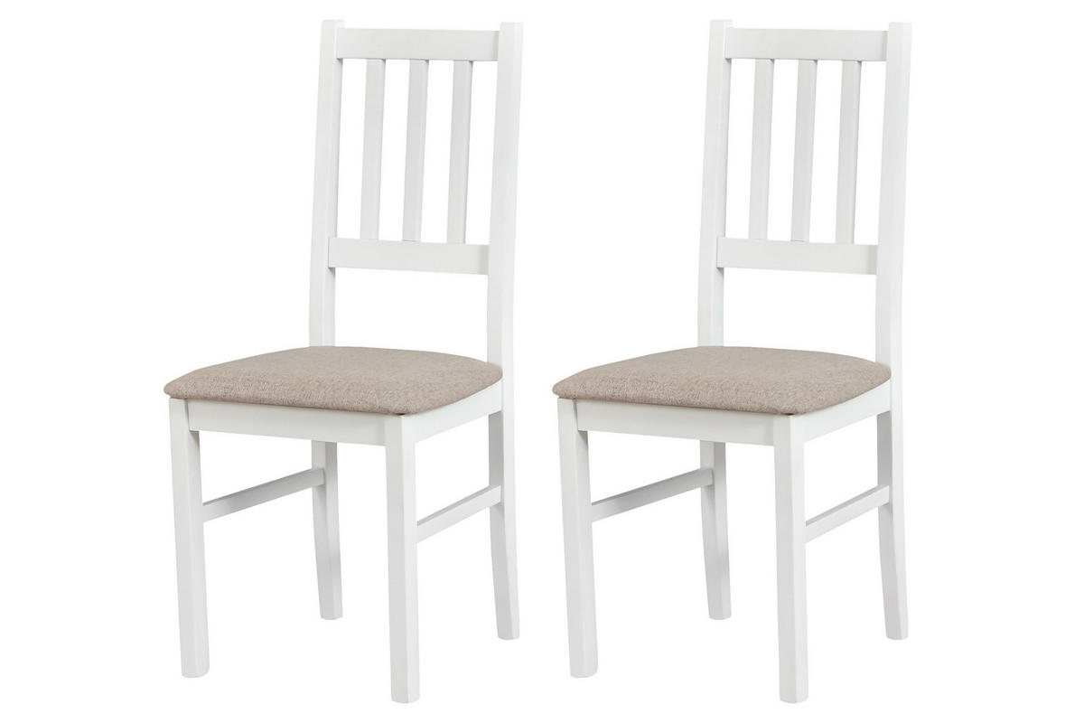 STUHL Bos 4 (2er Set) - Beige/Weiß, Holz (43/94/40cm) - Leaf Design