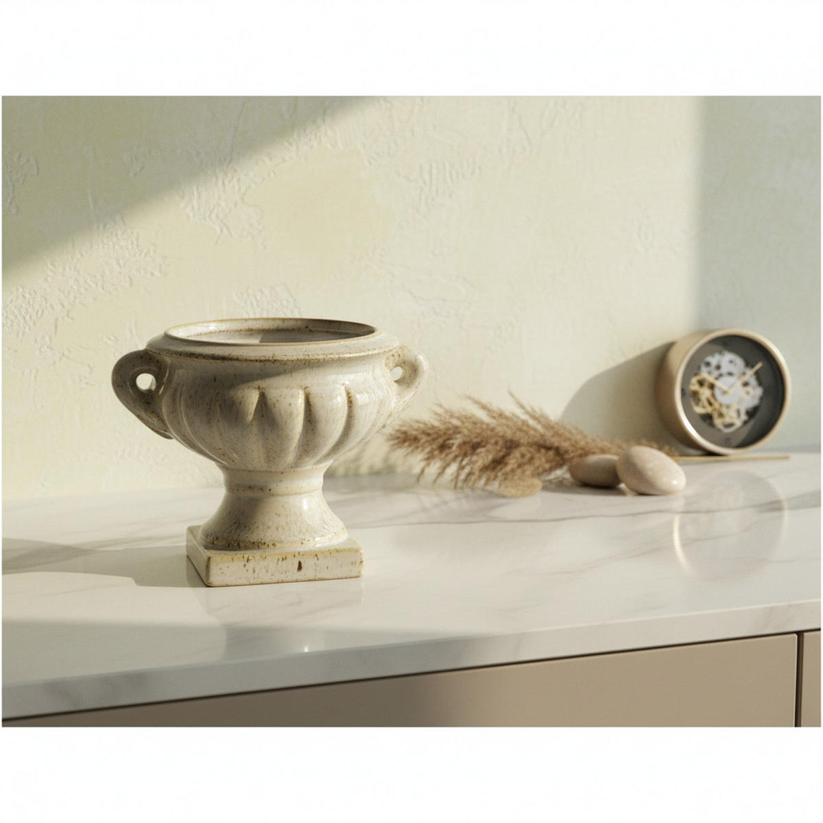 VASE Evam beige 16.5/12.5/13 Keramik - Beige, Keramik (13cm) - Mondex