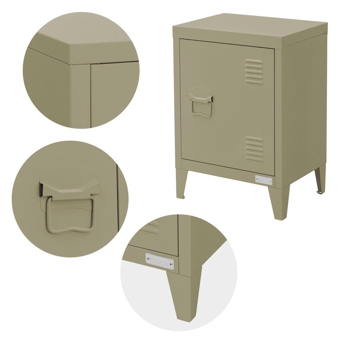 NACHTTISCH Olive 40x30x58 cm aus Stahl - Olivgrün, Metall (40/58/30cm) - ML-DESIGN