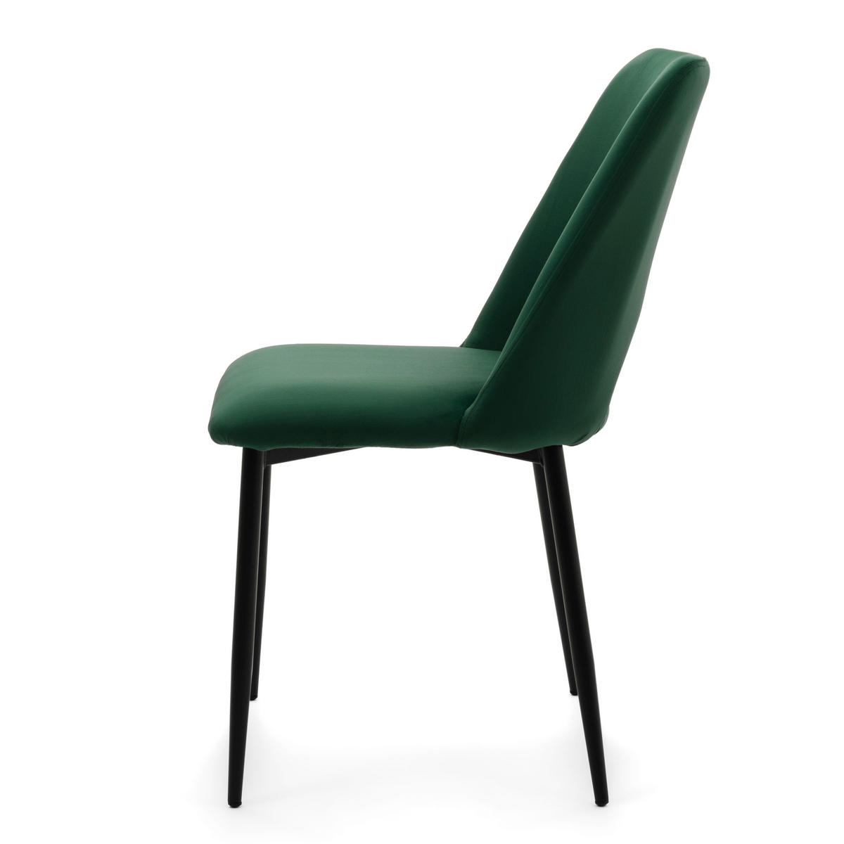 STUHL ORO gepolsterter mit Steppung - grün - Samt Velour - Schwarz/Grün, Textil/Metall (47/91/55cm) - NEW HOME