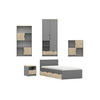 JUGENDZIMMER-SET JUMI B 5-teilig in Grau/Eiche Artisan - Eiche Artisan/Grau, Holzwerkstoff (374/193/205cm) - Deine Möbel 24