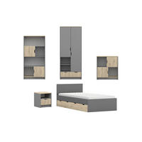 JUGENDZIMMER-SET JUMI B 5-teilig in Grau/Eiche Artisan - Eiche Artisan/Grau, Holzwerkstoff (374/193/205cm) - Deine Möbel 24