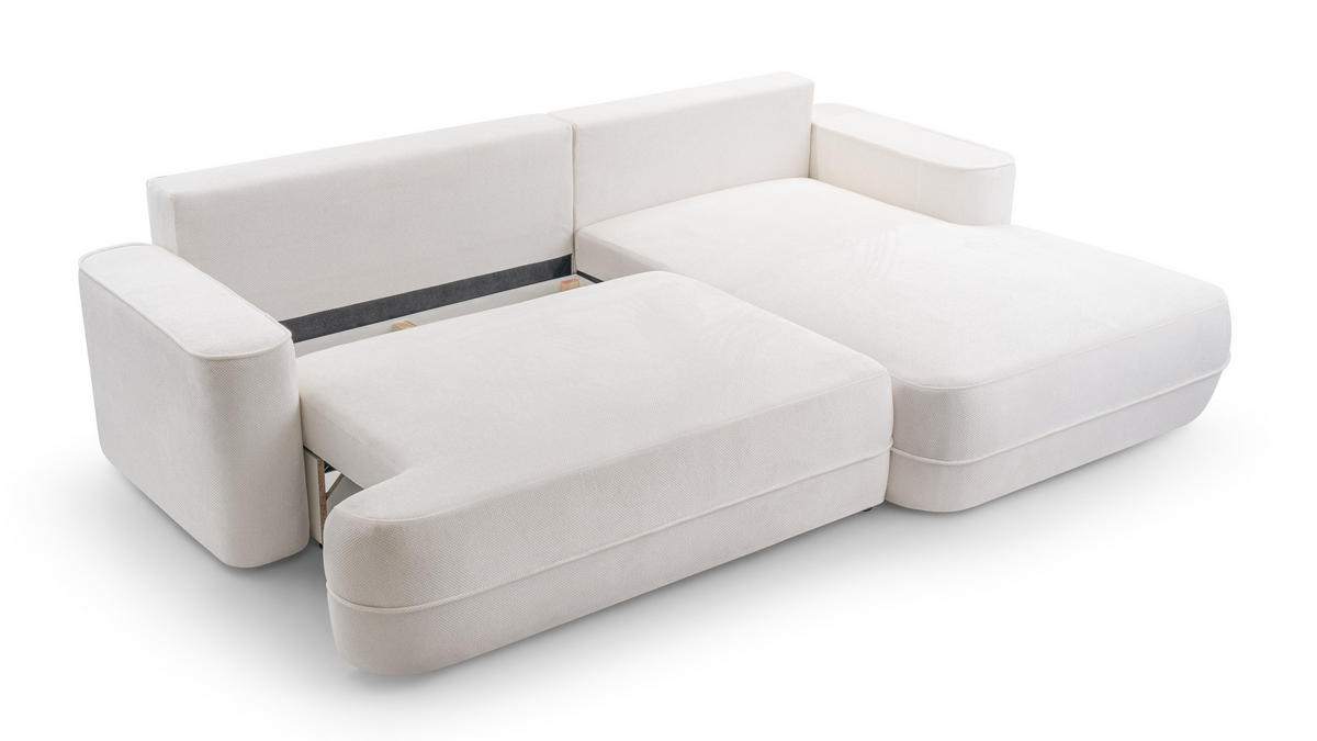 ECKCOUCH L Form Peoni Weiß 267/168/87 cm mit Schlaffunktion R - Schwarz/Weiß, Kunststoff/Textil (267/168cm) - AX Living