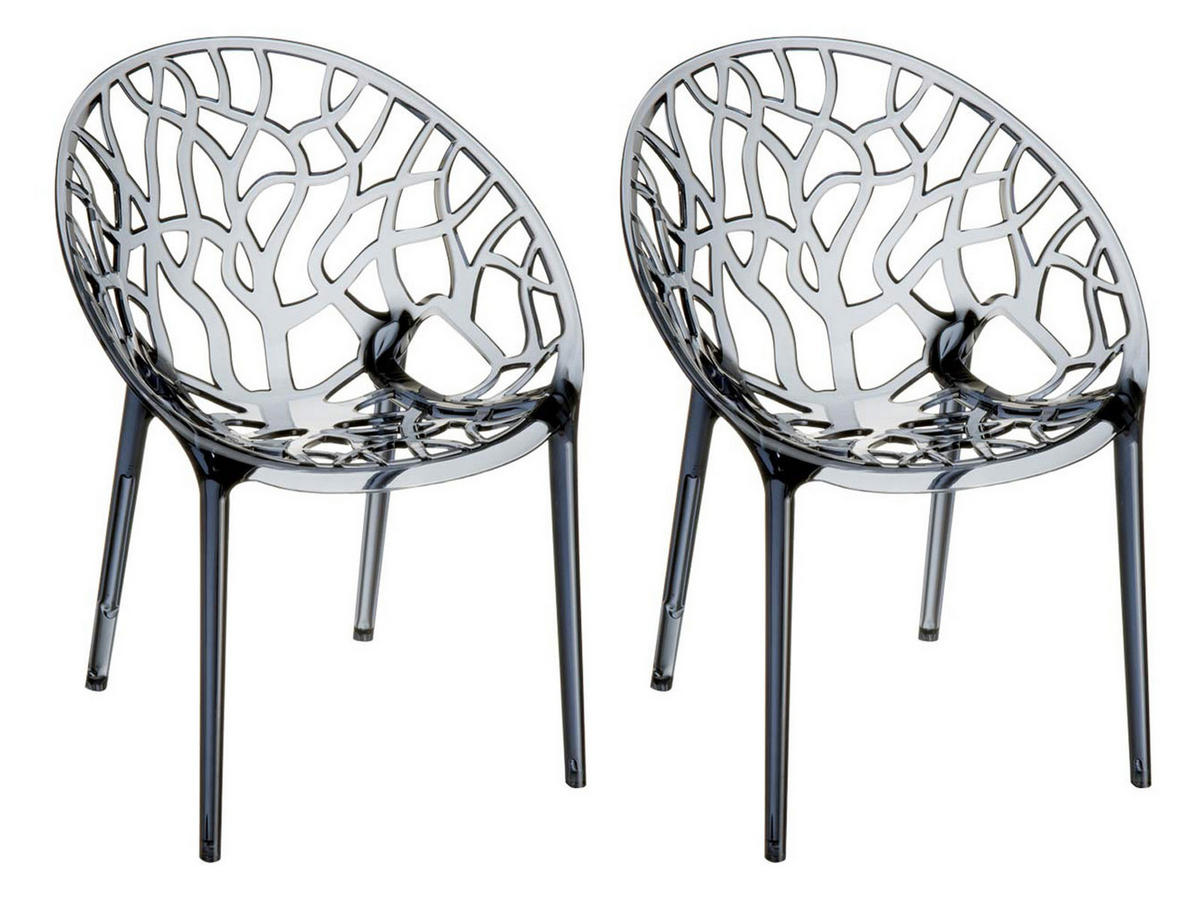 GARTENSTUHL 2er Set Kunststoff grau - Grau, Kunststoff (59/80/60cm) - CLP