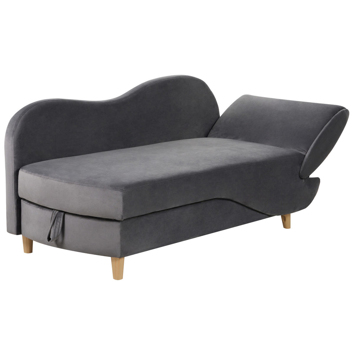 CHAISELONGUE Samtstoff dunkelgrau mit Bettkasten rechtsseitig Meri - Dunkelgrau/Grau, Textil (156/73/69cm) - Beliani