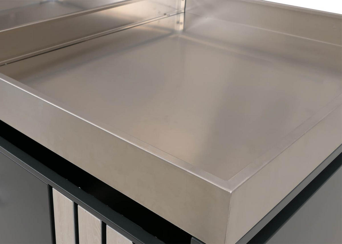 MÜLLTONNENBOX 2er mit Pflanzkasten HxBxT 125x132x84cm Anthrazit Holzoptik hell - Anthrazit, Metall (132/125/84cm) - PROREGAL