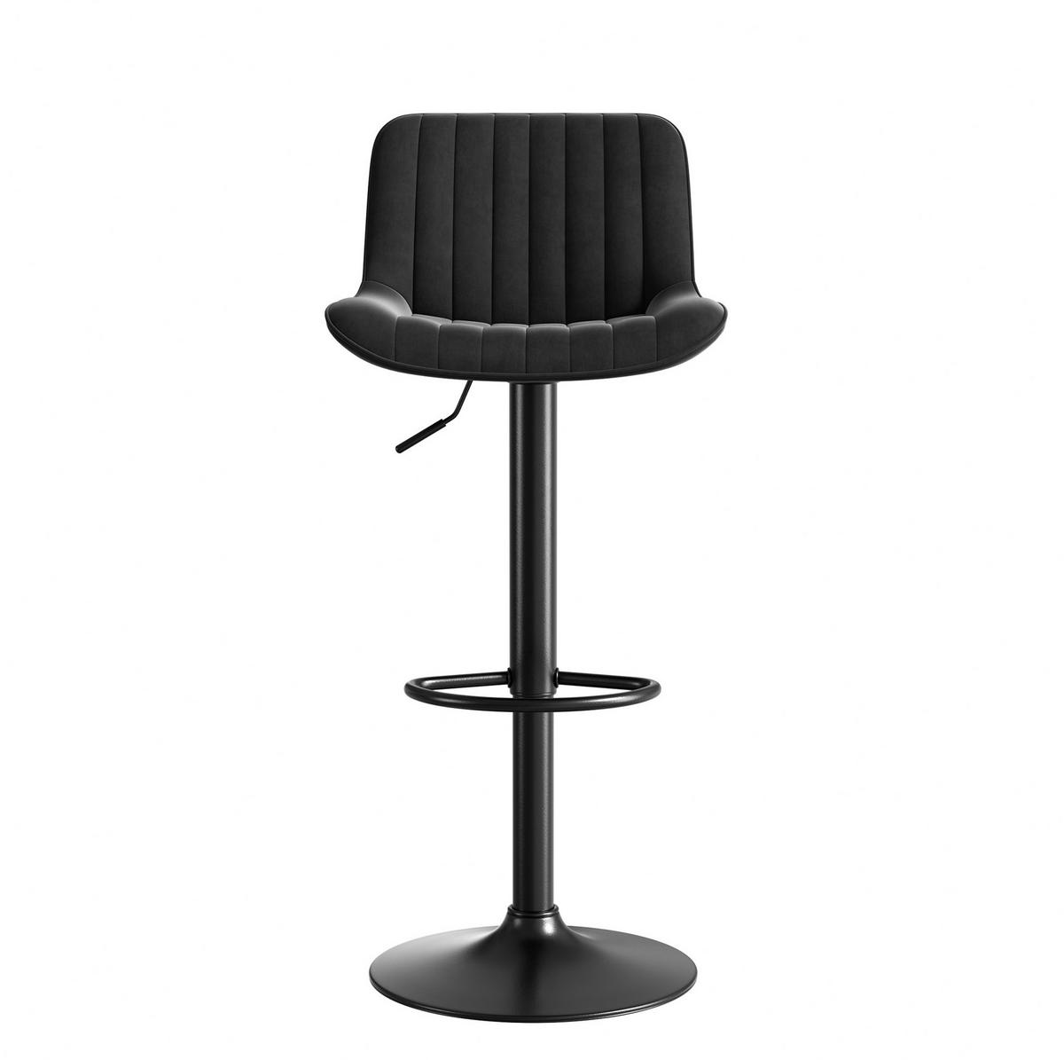 BARHOCKER höhenverstellbar 87-109 cm Samt Schwarz 4er-Set - Schwarz, Metall (46/87/47cm) - Meubliv