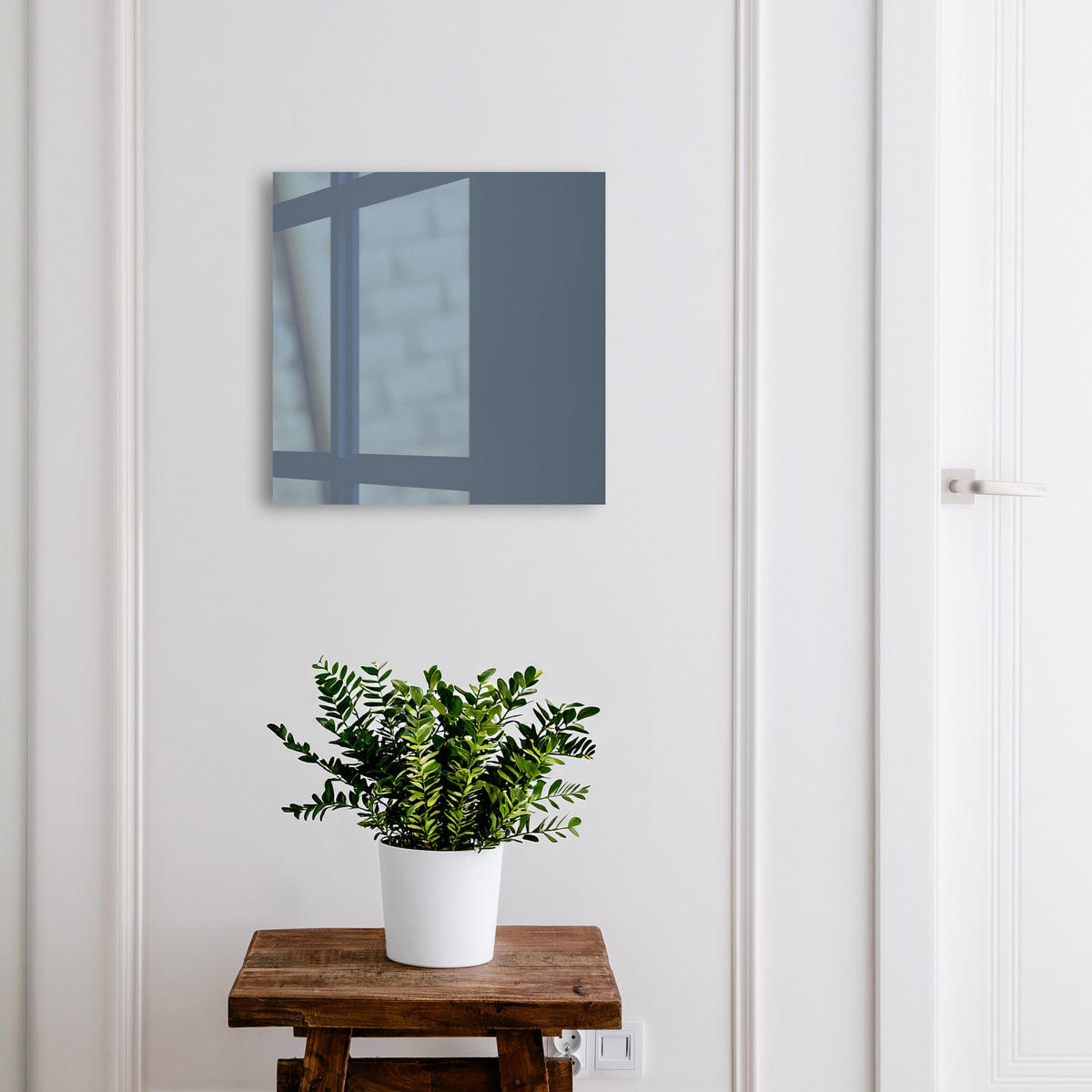 SCHLÜSSELBOX Weiß 30x30 cm – Türöffnung nach rechts - Pastellblau - Dunkelblau, Metall (30/30/5cm) - TULUP