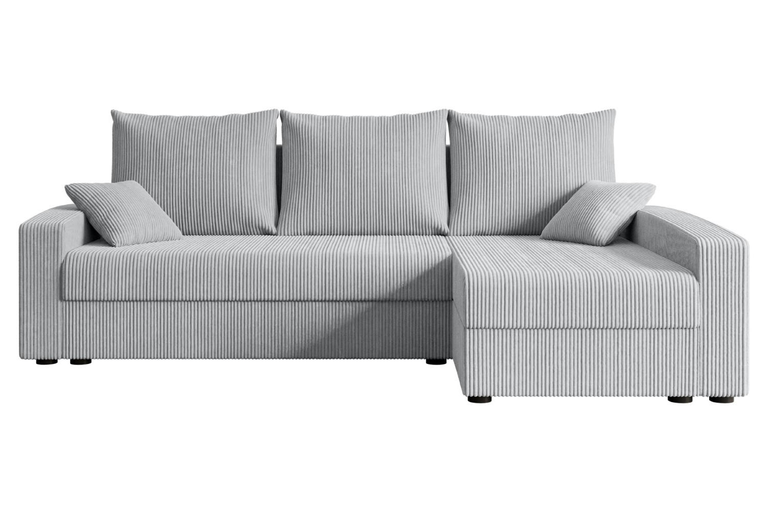 ECKSOFA mit Schlaffunktion und Bettkasten ALESIA-L 231x140x90 cm Grau Cord - Silberfarben/Grau, Holzwerkstoff/Kunststoff (231/140cm) - ALTDECOR
