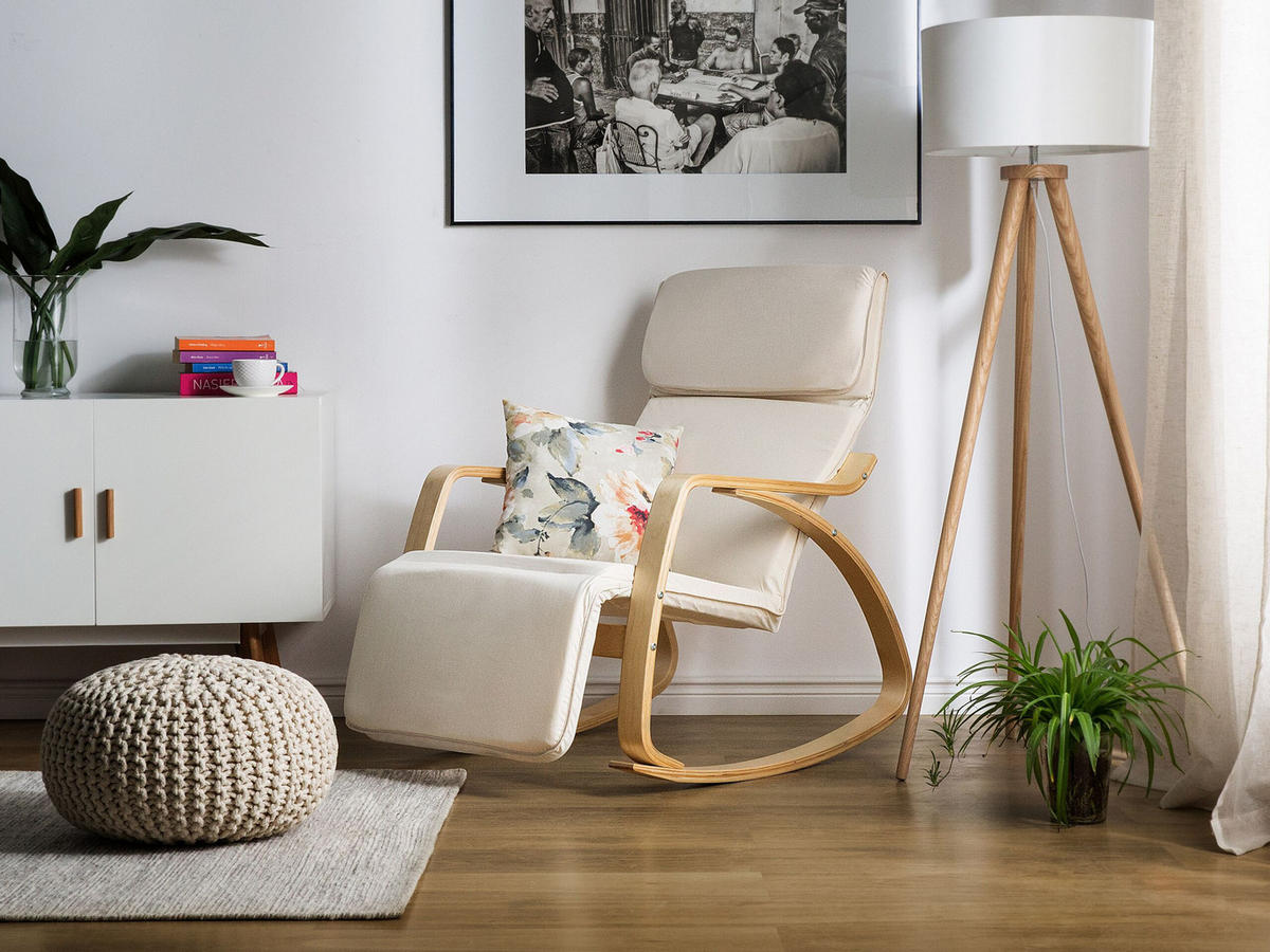 SCHAUKELSESSEL Polsterbezug Beige Weston - Beige, Holz/Textil (68/96/82cm) - Beliani
