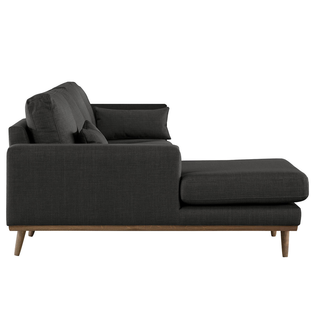 ECKSOFA mit Longchair - Eichefarben/Schwarz, Eichenholz/Textil (281/153cm) - home24