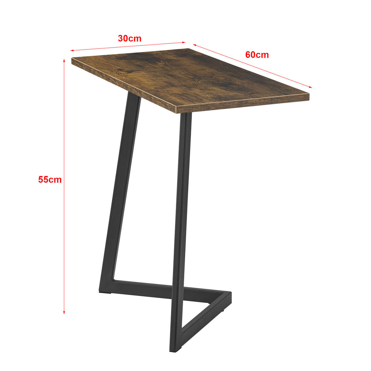 BEISTELLTISCH Kalundborg - Dunkelbraun, Metall (30/60/55cm) - [en.casa]