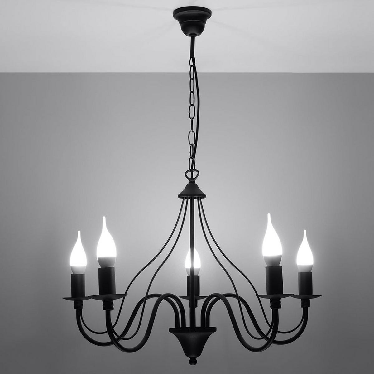 KRONLEUCHTER Stahl Schwarz rustikal - Schwarz, Metall (60/60/80cm)
