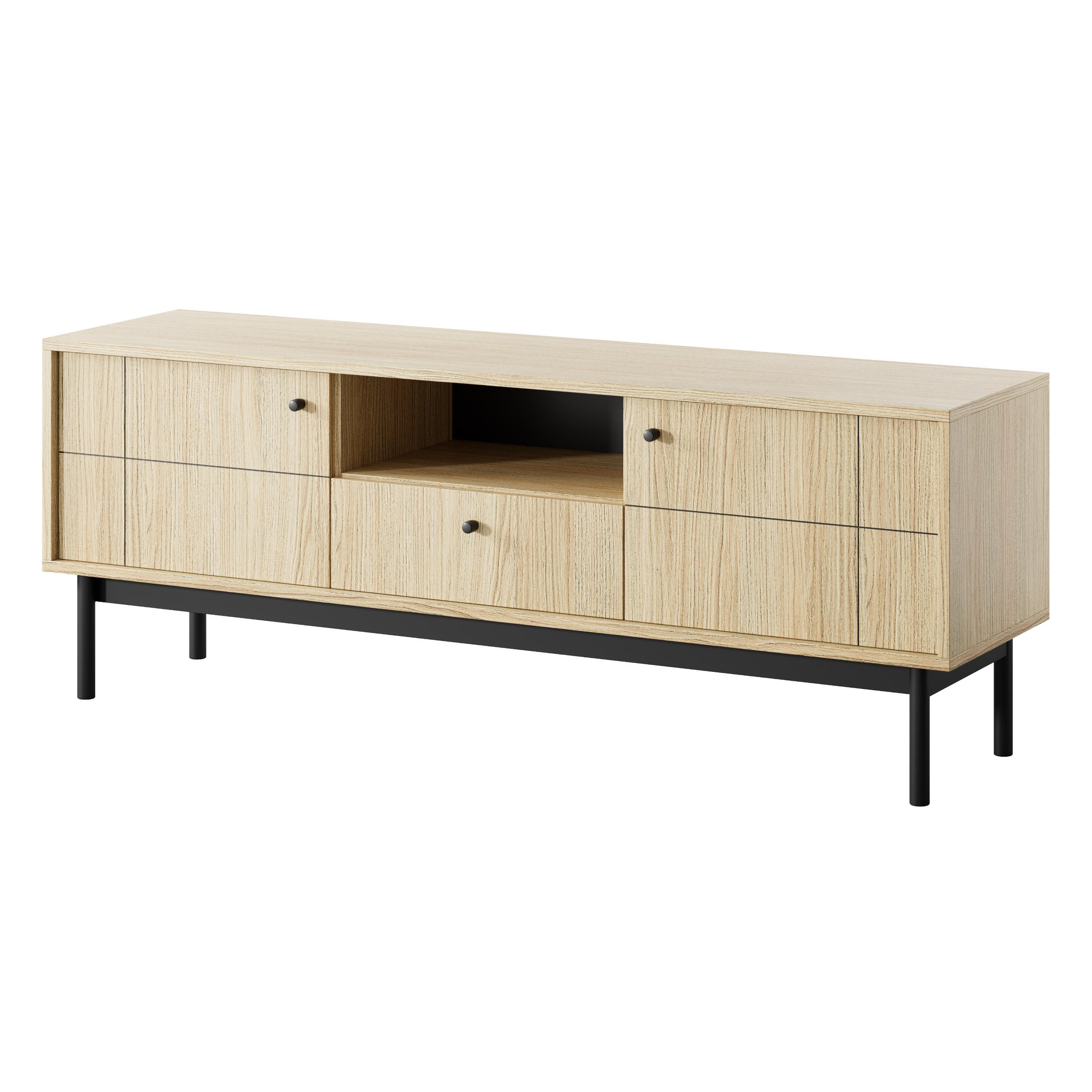 LOWBOARD GIAPPONESE 153,5x39x56,6 cm mit 1 Schubladen und 2 Türen Eichefarben - Eichefarben, Holzwerkstoff (153.5/56.6/39cm) - MASSENO