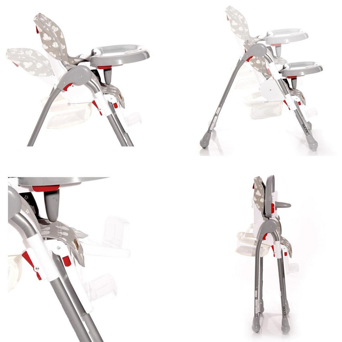 HOCHSTUHL Dulce hellgrau Sitzhöhe verstellbar, faltbar, 5-Punkt-Gurt, Korb - Hellgrau, Kunststoff (52/106/85cm) - Lorelli