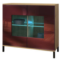 KOMMODE Grömitz Bordeaux Hochglanz - Bordeaux, Holzwerkstoff (92.5/83.5/35cm) - Vladon