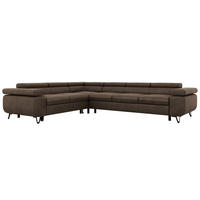 ECKSOFA NORDEN L - Braun Velvet - Rechts Seite - Dunkelbraun/Schwarz, Textil/Metall (329/269cm) - MKS