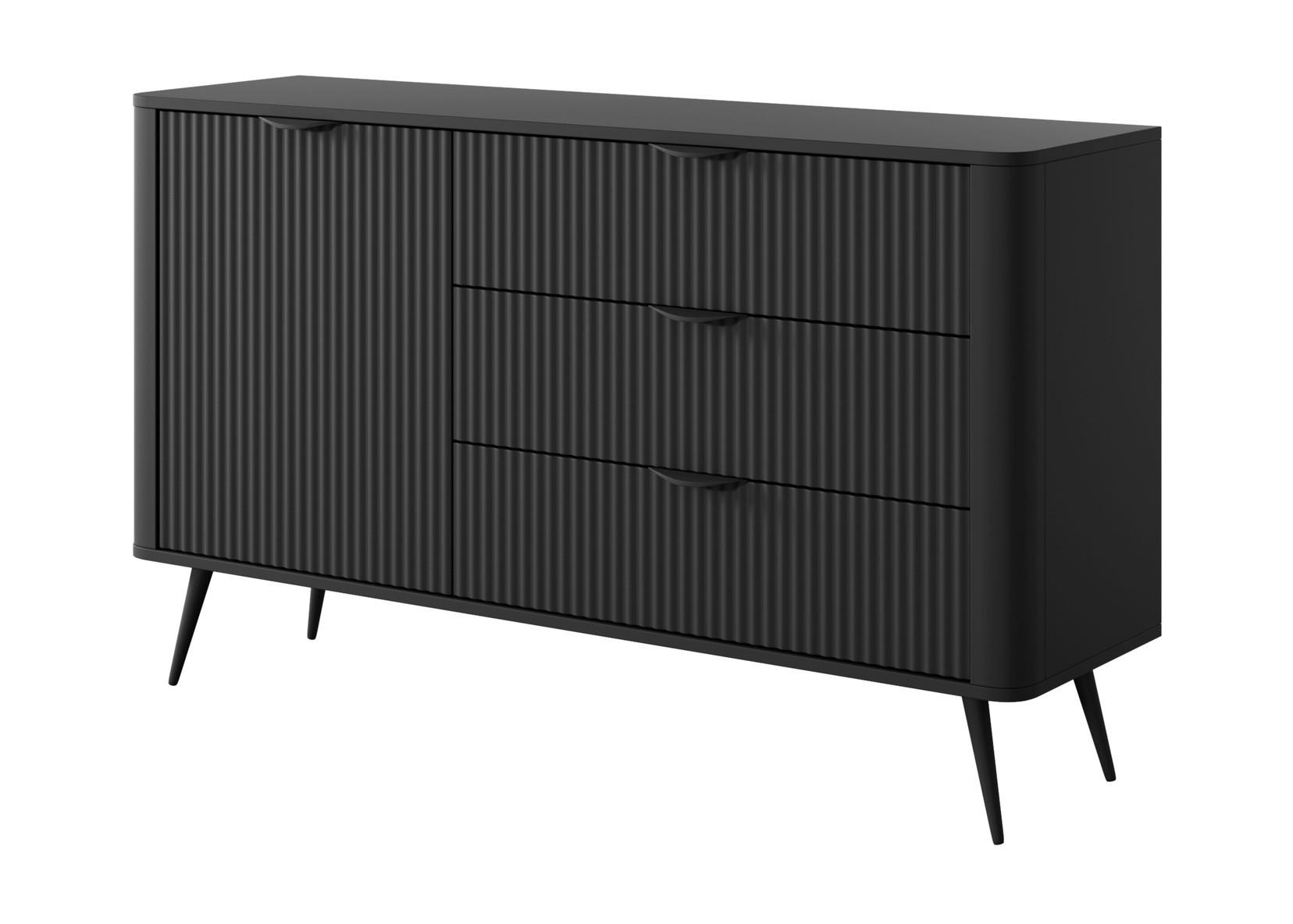 KOMMODE 138 cm Brando mit Schubladen, 1 Tür, Schwarz - Schwarz, Holz/Metall (138/81/38cm) - Emporius