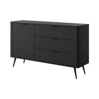 KOMMODE 138 cm Brando mit Schubladen, 1 Tür, Schwarz - Schwarz, Holz/Metall (138/81/38cm) - Emporius