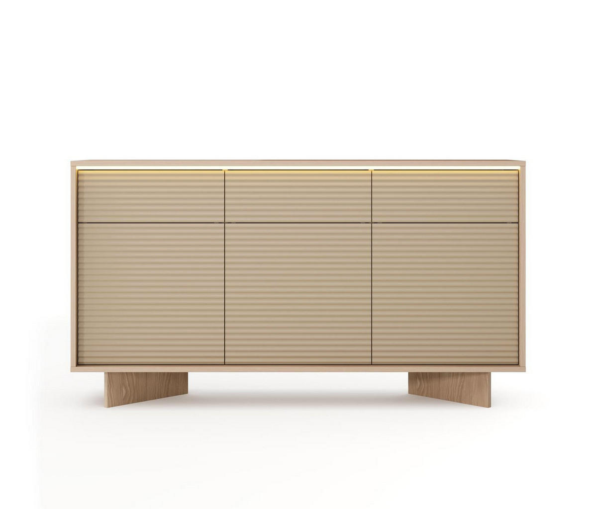 SIDEBOARD DEMI Cappuccino, Kombikommode mit Schubladen und LED-Beleuchtung - Cappuccino, Holzwerkstoff (154/84/40cm) - Bettso
