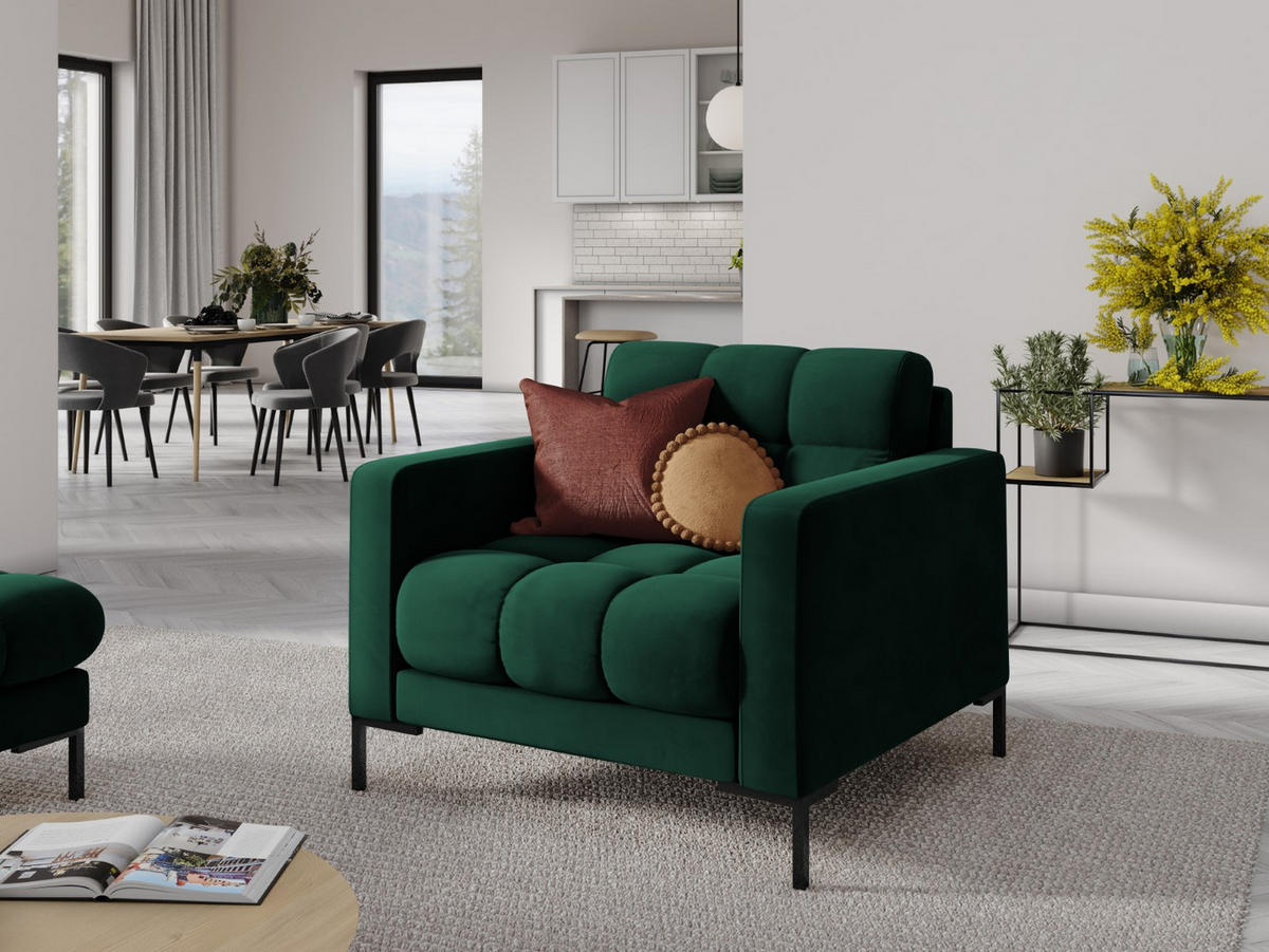 SESSEL Mamaia aus Samt flaschengrün - Grün, Textil (92/75/87cm) - Micadoni