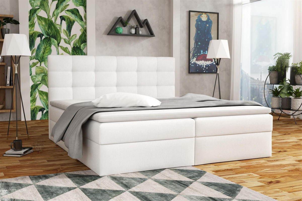 BOXBETT Doriano In Kunstleder Soft - Weiß, Holzwerkstoff/Textil (120/200cm) - Fun Möbel