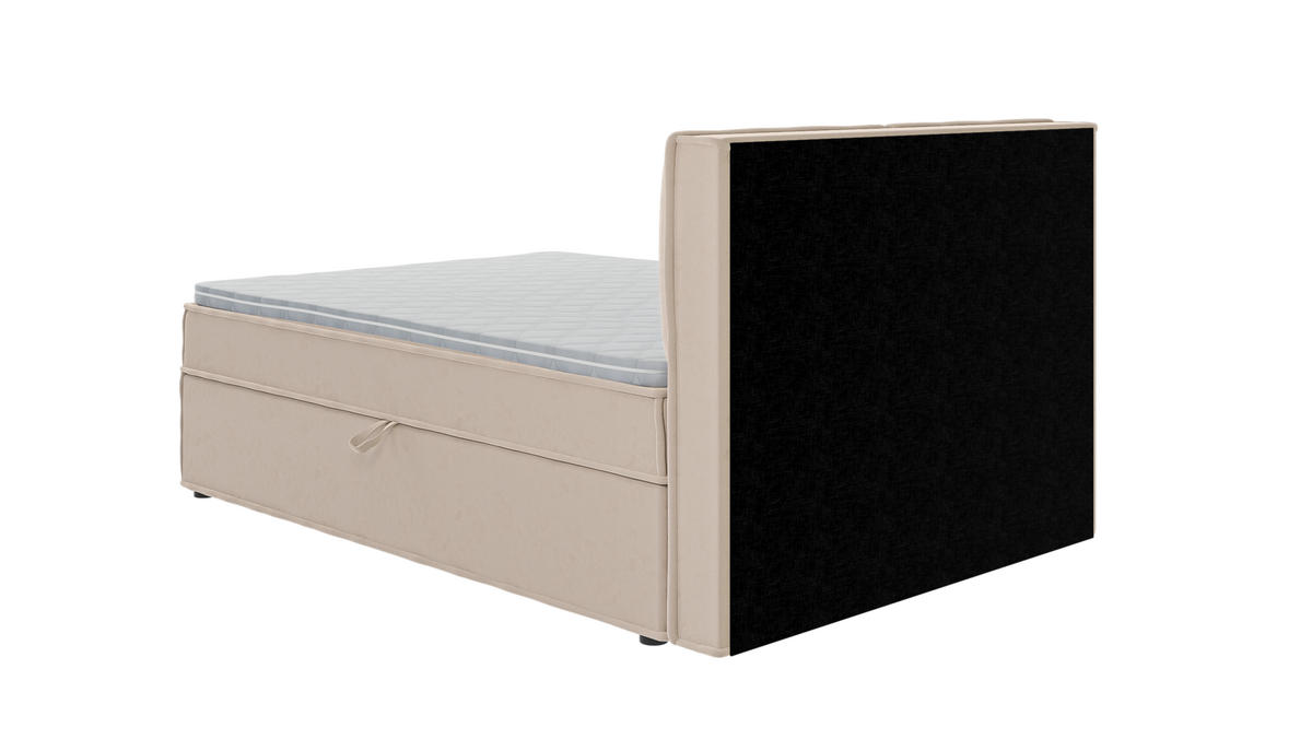 BOXBETT Eclipse 140/200 cm Beige Luxusmicrofaser - Beige/Schwarz, Holz/Kunststoff (140/200cm) - S-Style Möbel