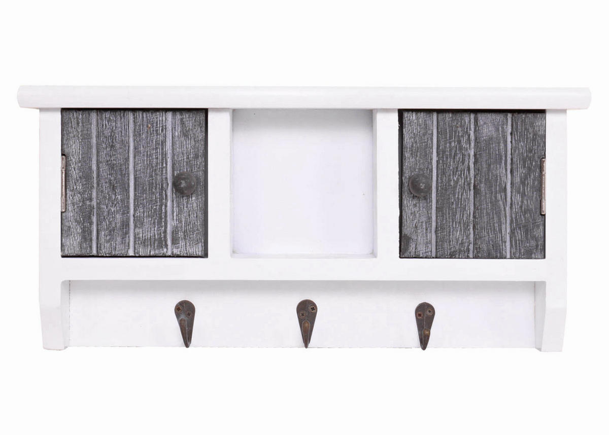 SCHLÜSSELBRETT Weiß, Grau - Weiß/Grau, Holz (40/19/8cm) - Jamb