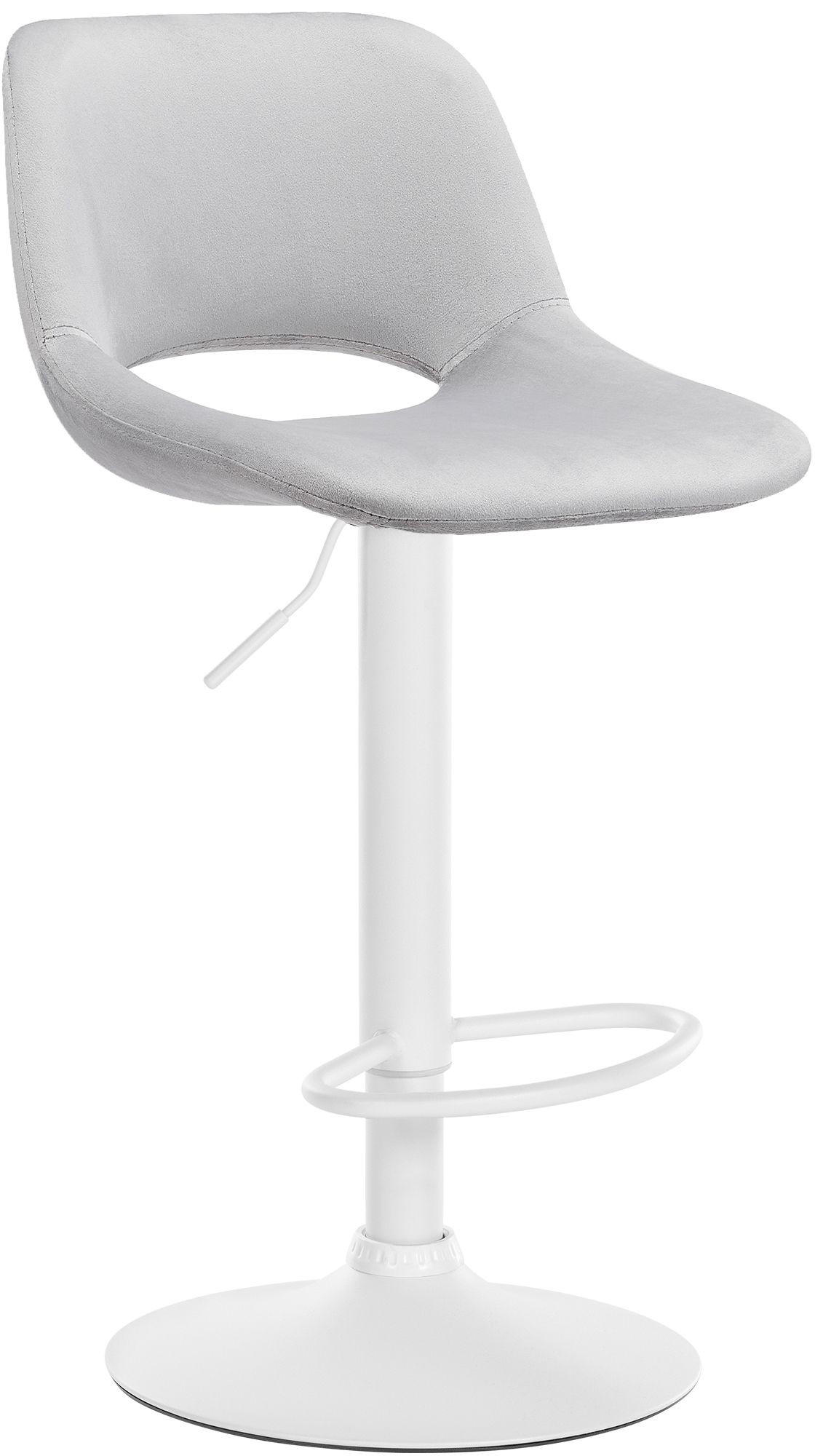 BARHOCKER JAKSON Hellgrau Samt Weiß - Hellgrau, Textil/Metall (42/86/46cm) - DELUKE