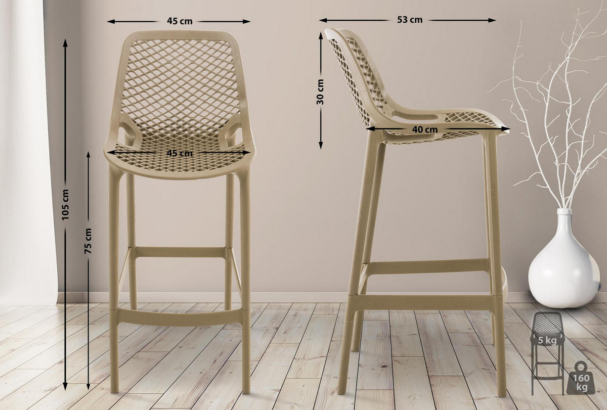 BARHOCKER Kunststoff schlamm - Hellbraun/Schlammfarben, Kunststoff (45/105/53cm) - CLP