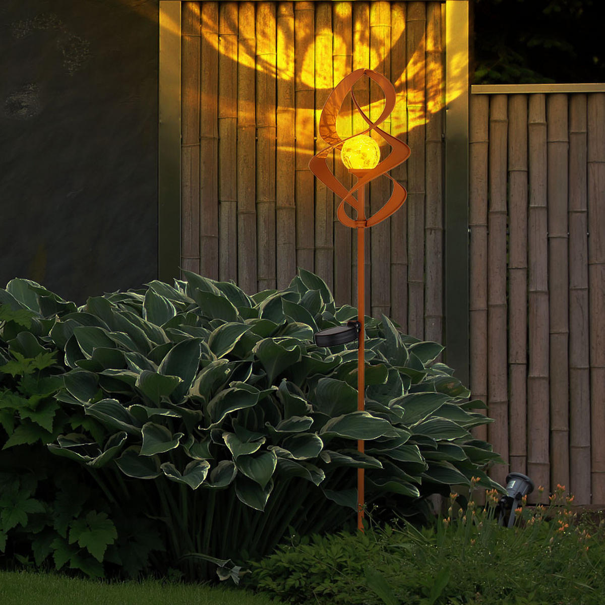 LED AUSSENLEUCHTE Metall Rostbraun - Braun, Glas (14.5/14.5/90cm)