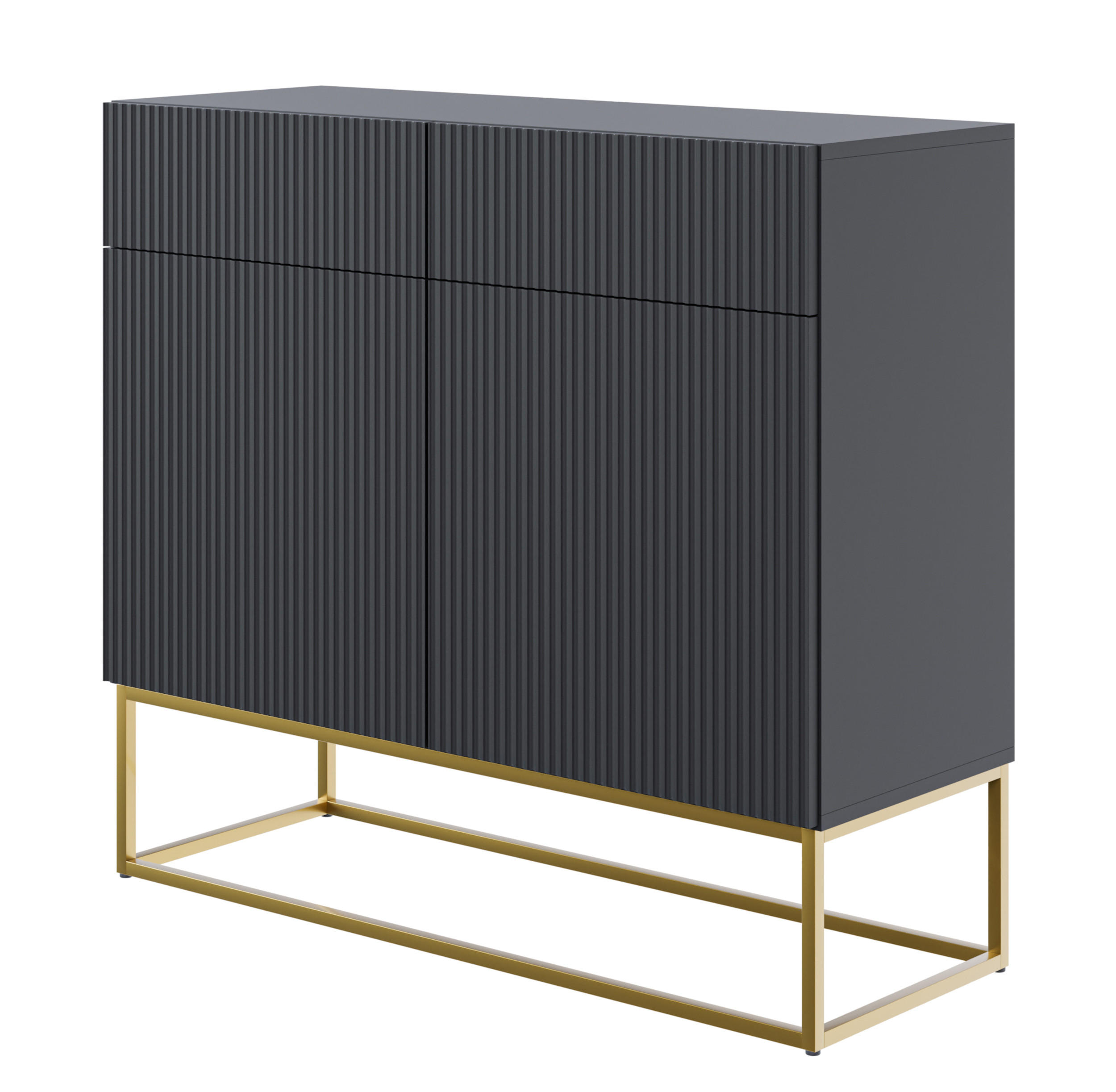 KOMMODE Veldio Schwarz mit goldenem Metallgestell 100 cm - Goldfarben/Schwarz, Holzwerkstoff/Metall (100/90/38cm) - Selsey