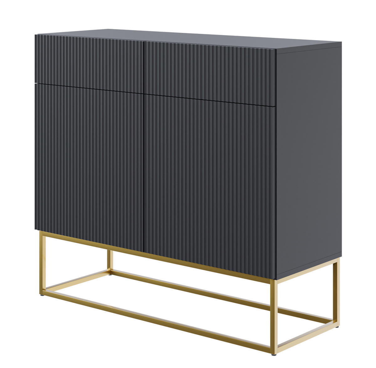 KOMMODE Veldio Schwarz mit goldenem Metallgestell 100 cm - Goldfarben/Schwarz, Holzwerkstoff/Metall (100/90/38cm) - Selsey