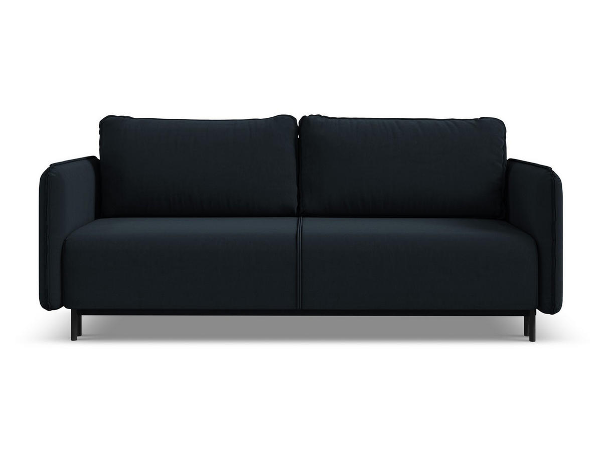 3-SITZER SOFA mit Schlaffunktion Samt Stoff Blau - Blau/Schwarz, Holz/Textil (226/90/92cm) - Makamii