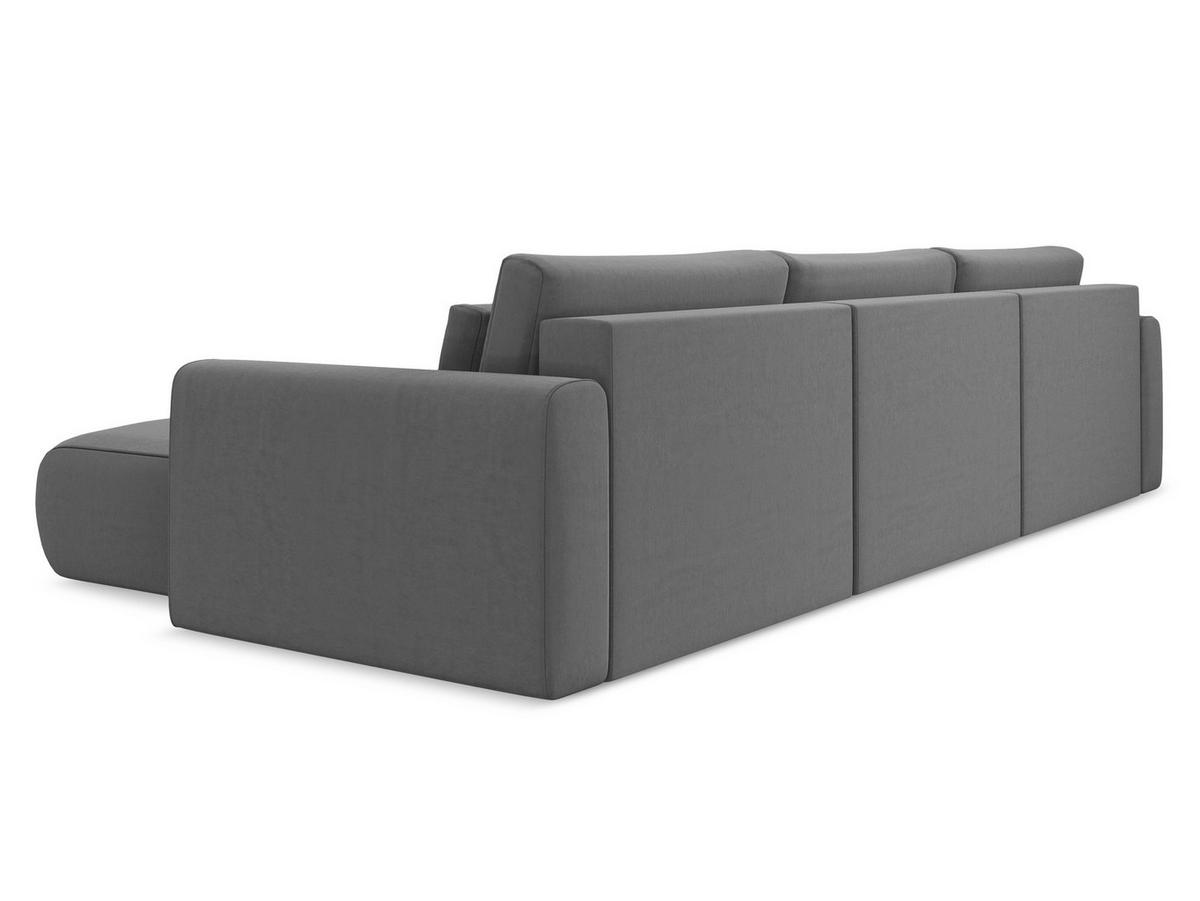 WOHNLANDSCHAFT Samt Stoff Grau - Schwarz/Grau, Kunststoff/Textil (340/82/149cm) - Makamii